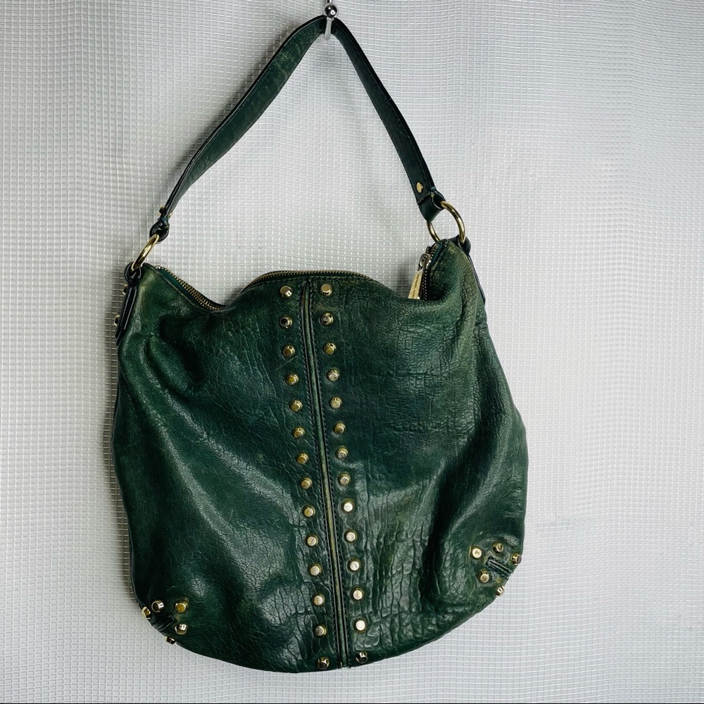 Michael Kors Astor Studded Green /Gold Tortuga Leather Bag